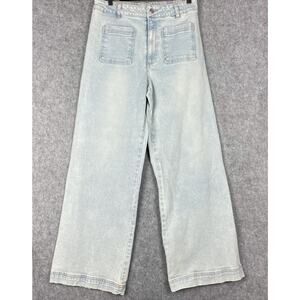 Z Supply Jeans Womens 29 Light Wash Wide Leg Stretch High Rise Boho Festival